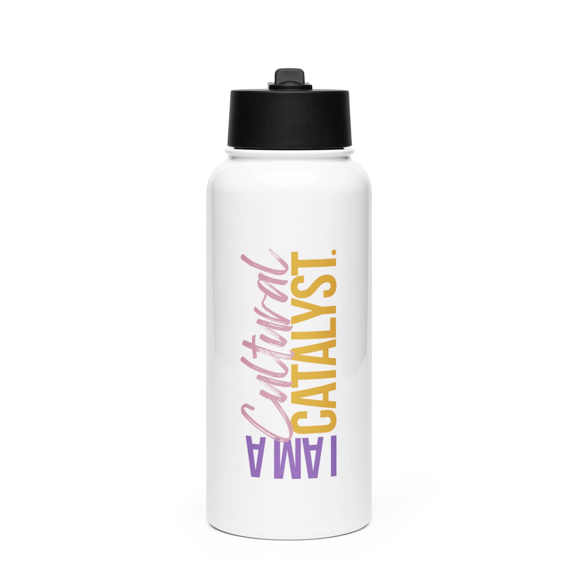 Stainless steel water bottle with a straw lid