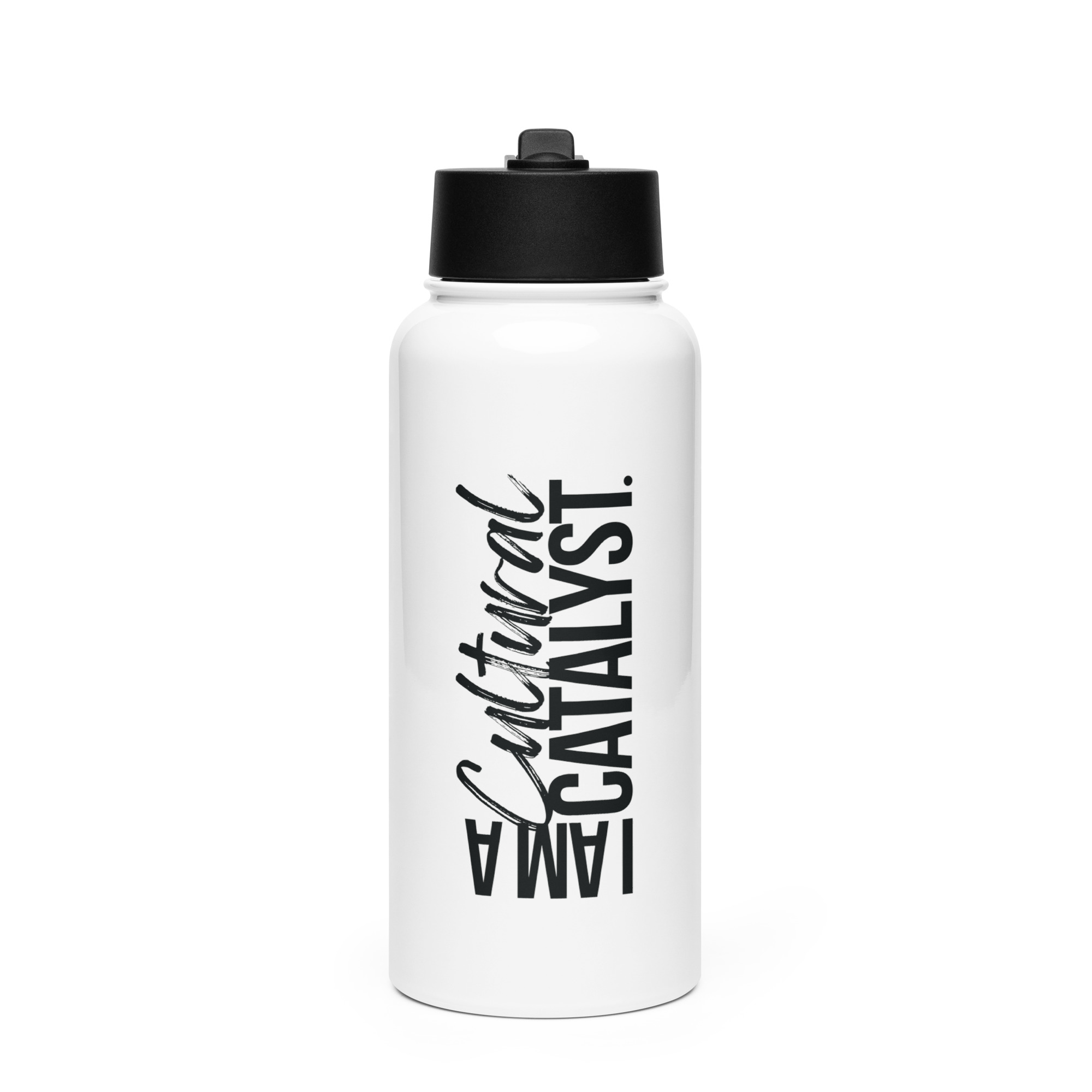 Stainless steel water bottle with a straw lid
